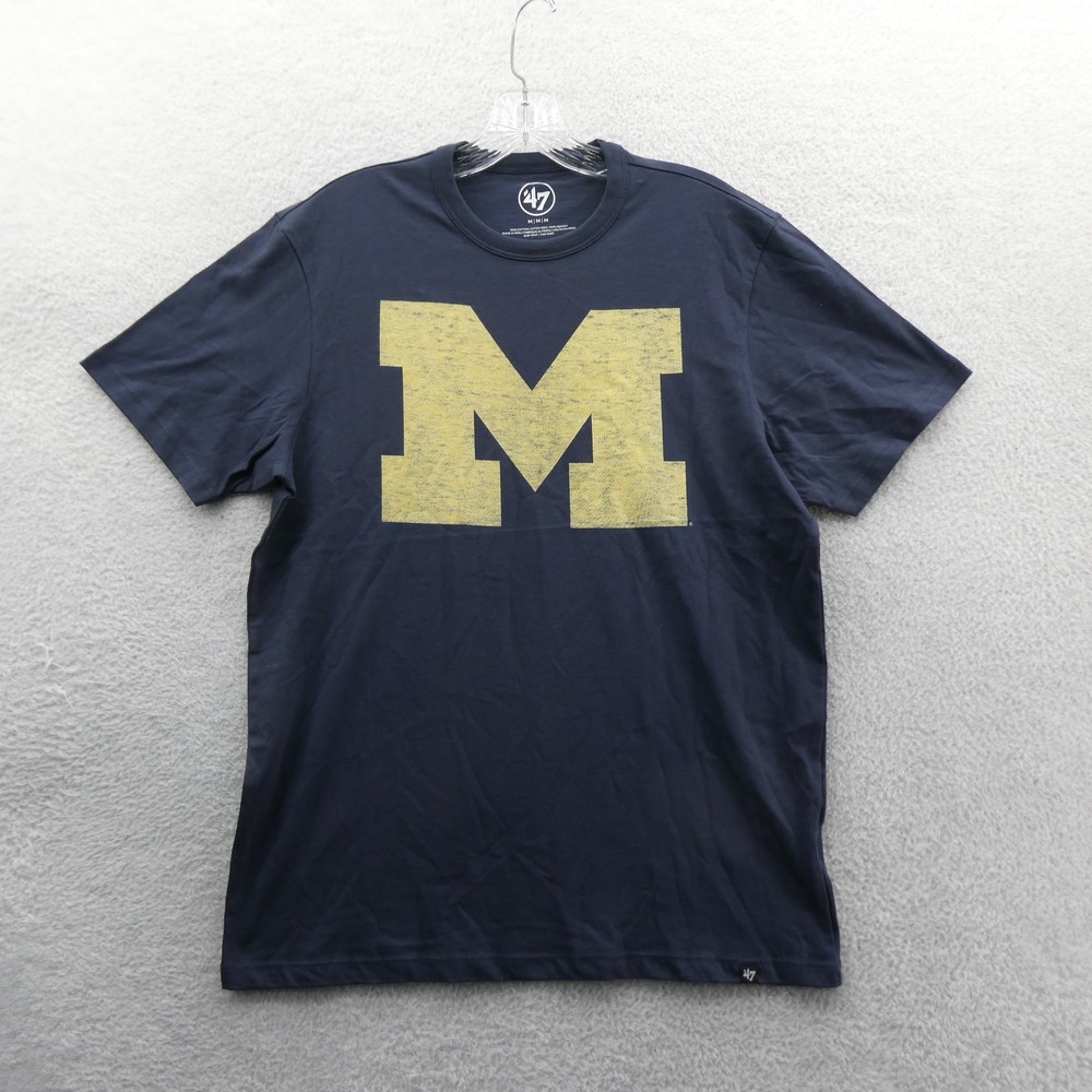 '47 Brand Shirt Mens Medium Michigan Wolverines Navy Blue Cotton Logo Tee
